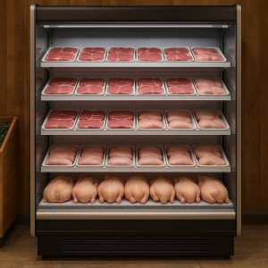 یخچال گوشت و مرغ روباز ایستاده پرده هوا